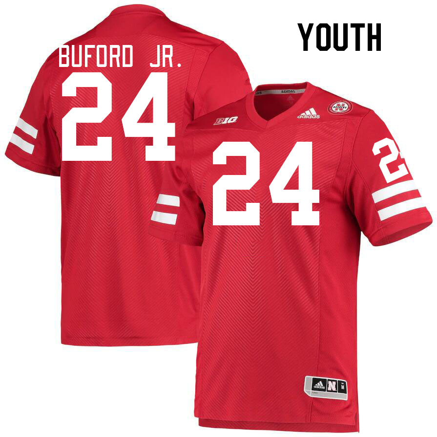 Youth #24 Marques Buford Jr. Nebraska Cornhuskers College Football Jerseys Stitched Sale-Red - Click Image to Close